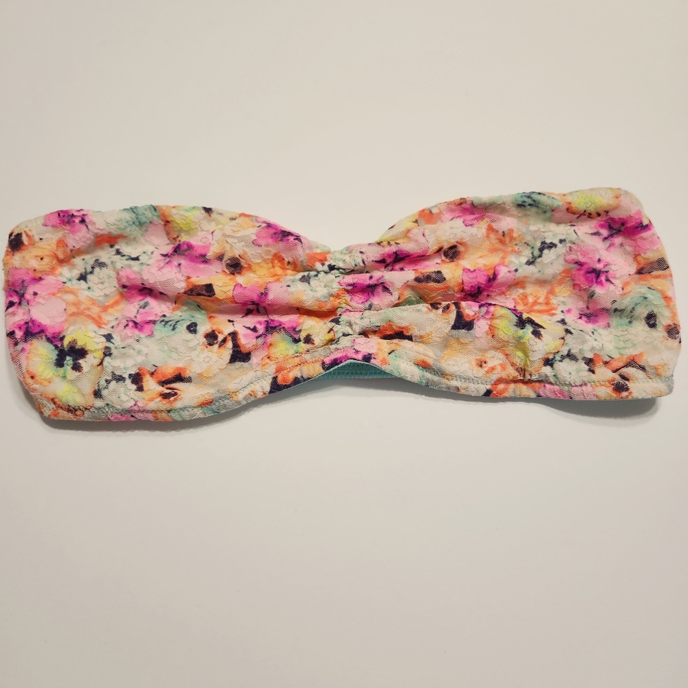 PINK Floral Lace Bandeau Bra